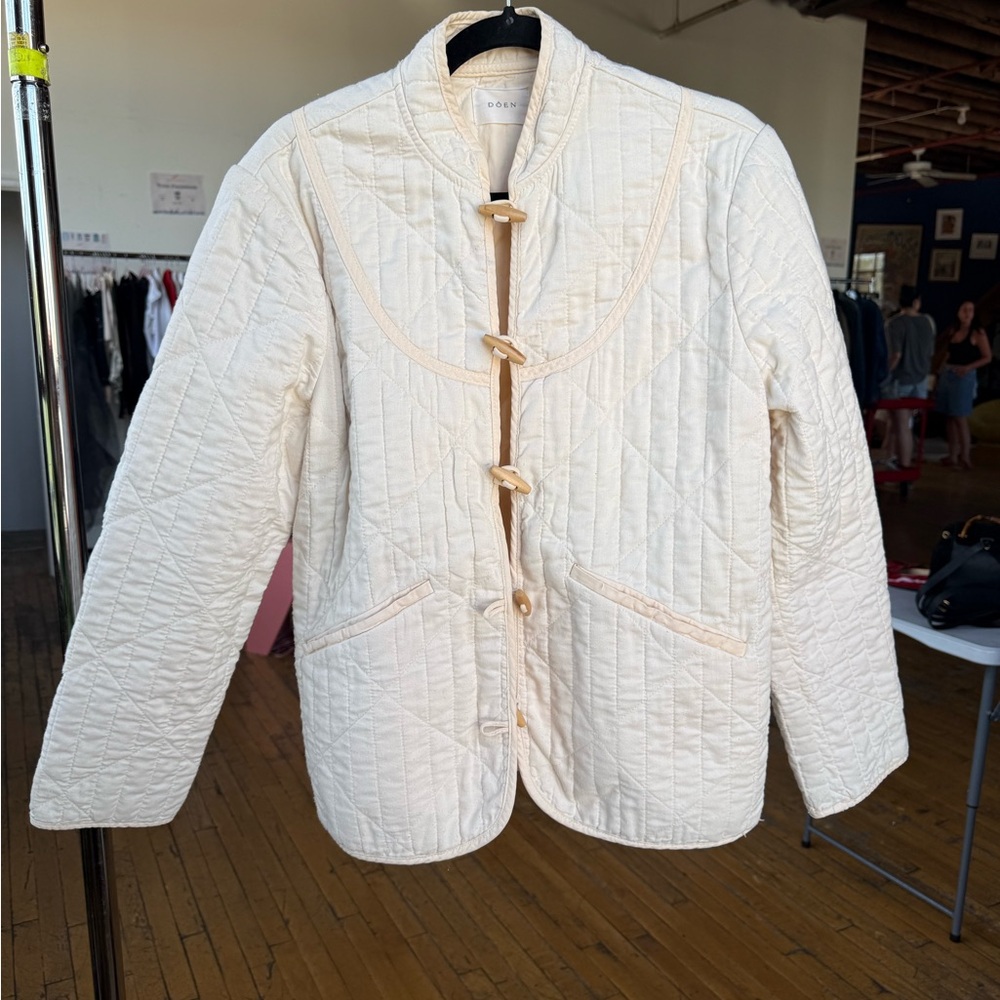 Doen Cream Quilted Toggle Jacket